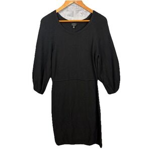 Talbots Women's Sweater Dress Merino Wool Black Medium Old Money Quiet Luxury